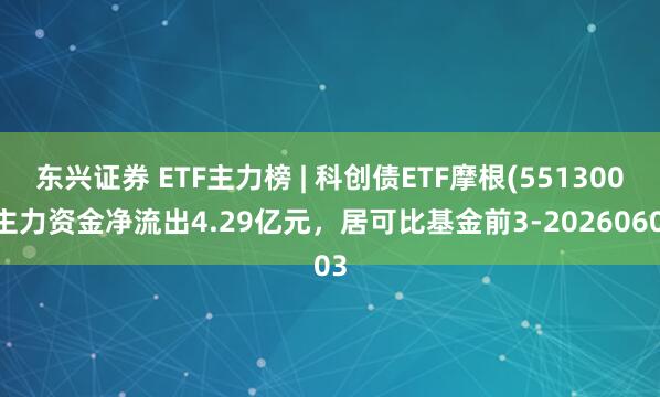 东兴证券 ETF主力榜 | 科创债ETF摩根(551300)主力资金净流出4.29亿元，居可比基金前3-20260603