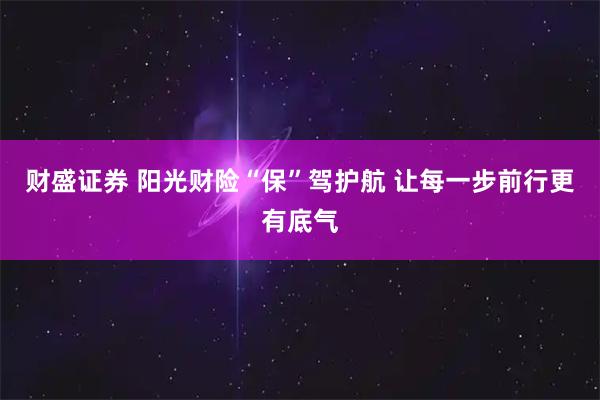 财盛证券 阳光财险“保”驾护航 让每一步前行更有底气
